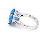 Parrys Jewellers 9ct White Gold 9.98ct Blue Topaz Heart Diamond Ring TDW 0.08ct