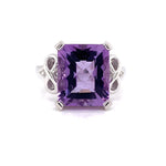 Parrys Jewellers 9ct White Gold 5.19ct Amethyst and Diamond Set Ring TDW 0.10ct