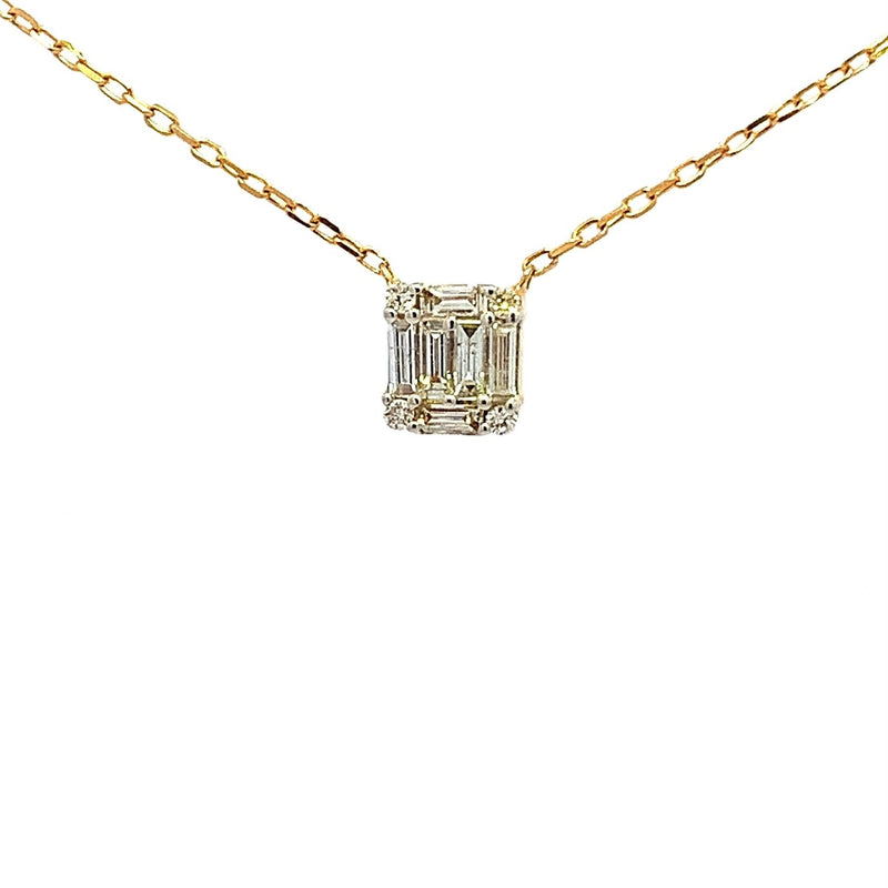 Parrys Jewellers 18ct Yellow Gold Baguette Diamond Pendant TDW 0.22ct