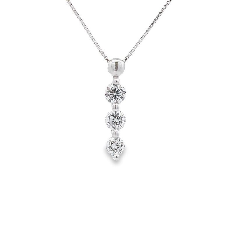 Parrys Jewellers Platinum 3 Drop Diamond Set Pendant on Platinum box chain TDW = 0.71ct