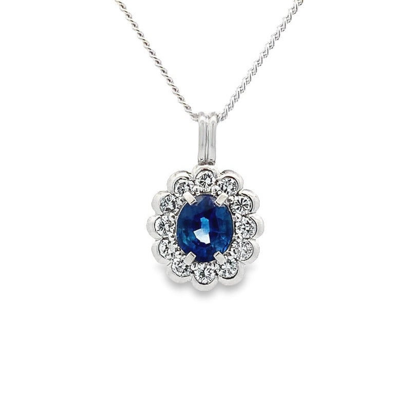 Parrys Jewellers Platinum 0.75 Natural Sapphire and Diamond Set Pendant TDW 0.35ct
