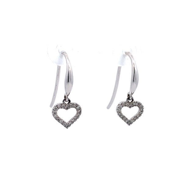 Parrys Jewellers 9ct White Gold Heart Drop Earrings TDW 0.12ct