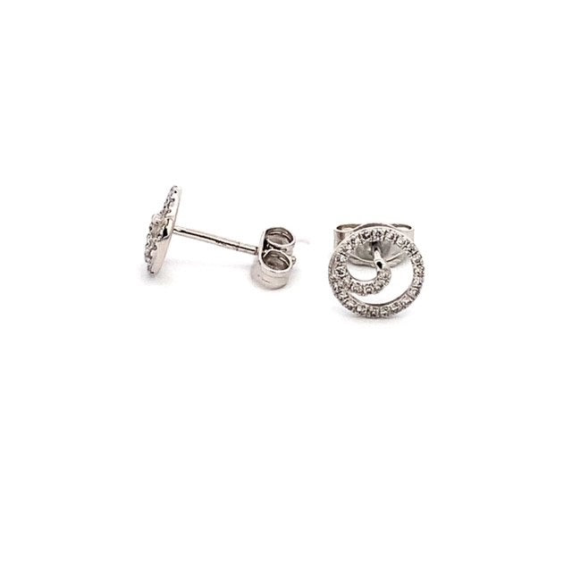 Parrys Jewellers 9ct White Gold Diamond Set Circle Stud Earrings TDW=0.18ct