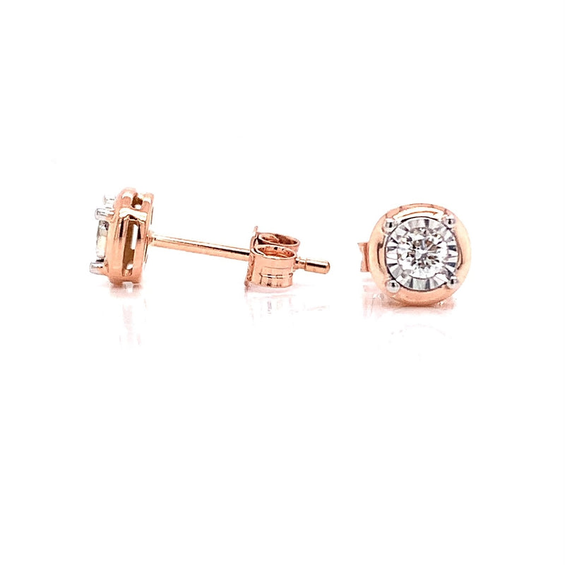 Parrys Jewellers 9ct Rose Gold Diamond Set Studs TDW 0.15ct