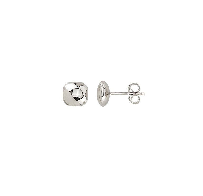 Parrys Jewellers 9ct White Gold Square Domed Stud Earrings