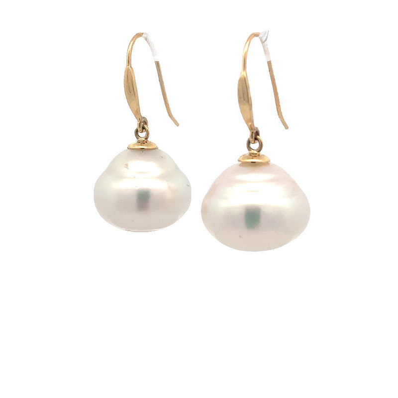 Parrys Jewellers 9ct Yellow Gold 13mm South Sea Pearl Drop Earrings
