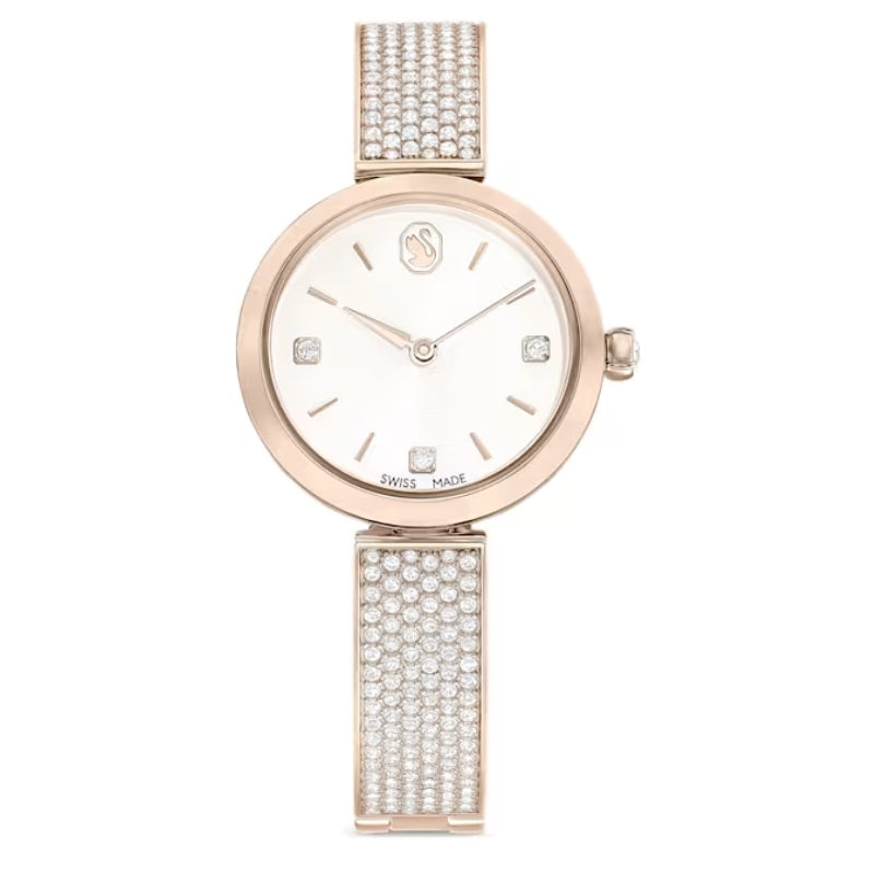 Swarovski Illumina watch Swiss Made, Metal bracelet, Gold tone, Champagne gold-tone finish 5671196