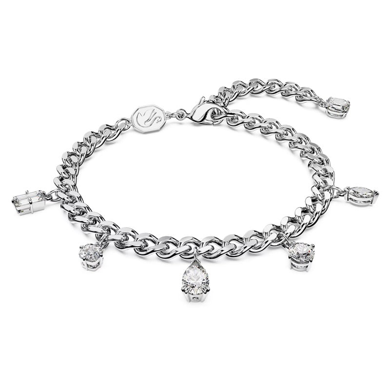 Swarovski Dextera bracelet Mixed cuts, White, Rhodium plated