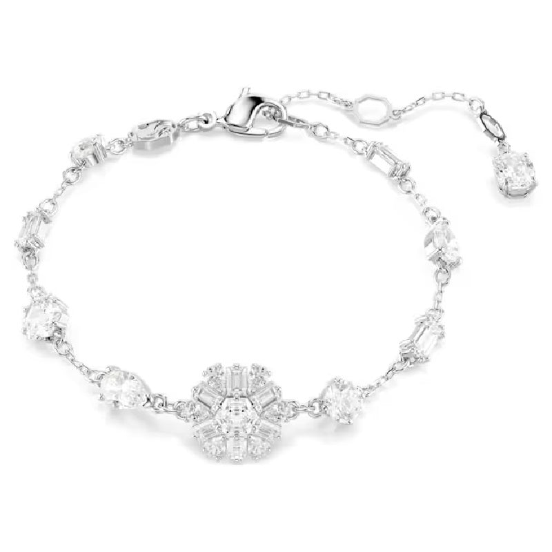 Swarovski Idyllia Bracelet Mixed cuts, Snowflake, White, Rhodium
