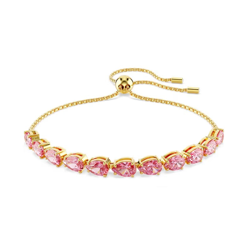 Swarovski Matrix bracelet Pear cut, Pink, Gold-tone plated 5707187