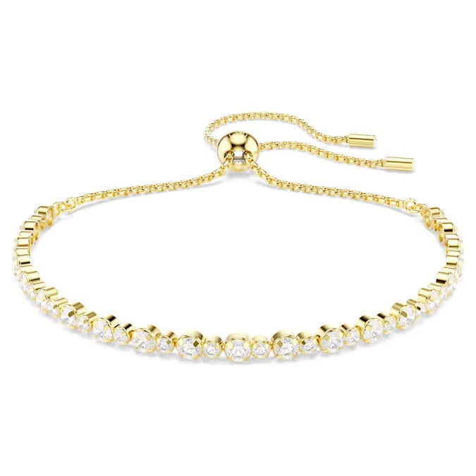Swarovski Matrix Tennis bracelet Round cut, White, Gold-tone plated 5730709