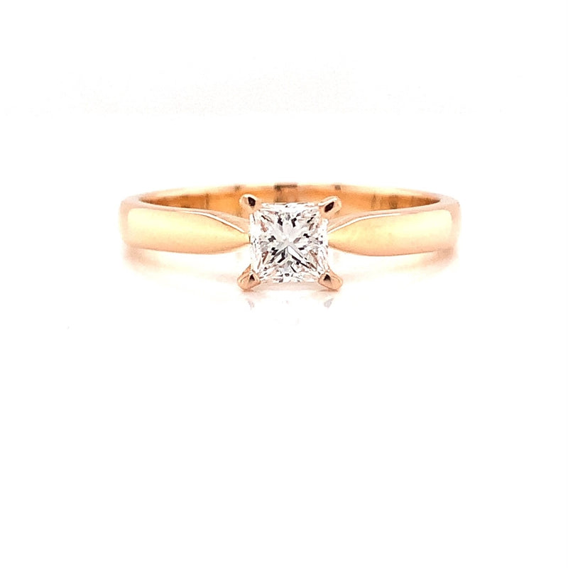 Parrys Jewellers 18ct R/Gold Solitaire Diamond Engagement Ring TDW 0.42ct