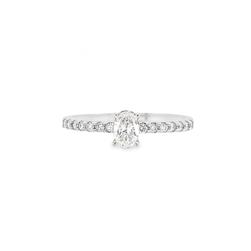 Parrys Jewellers 9ct White Gold Oval Centre Diamond Engagement Ring TDW 0.36ct