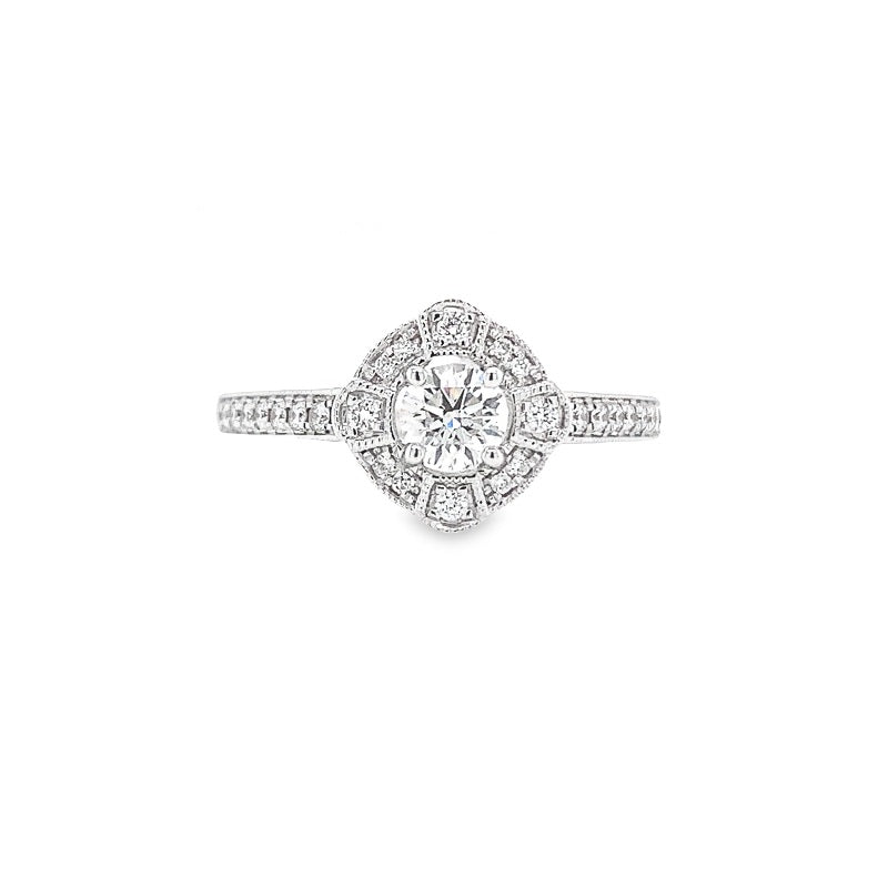 Parrys Jewellers 18ct White Gold Diamond Halo Engagement Ring
