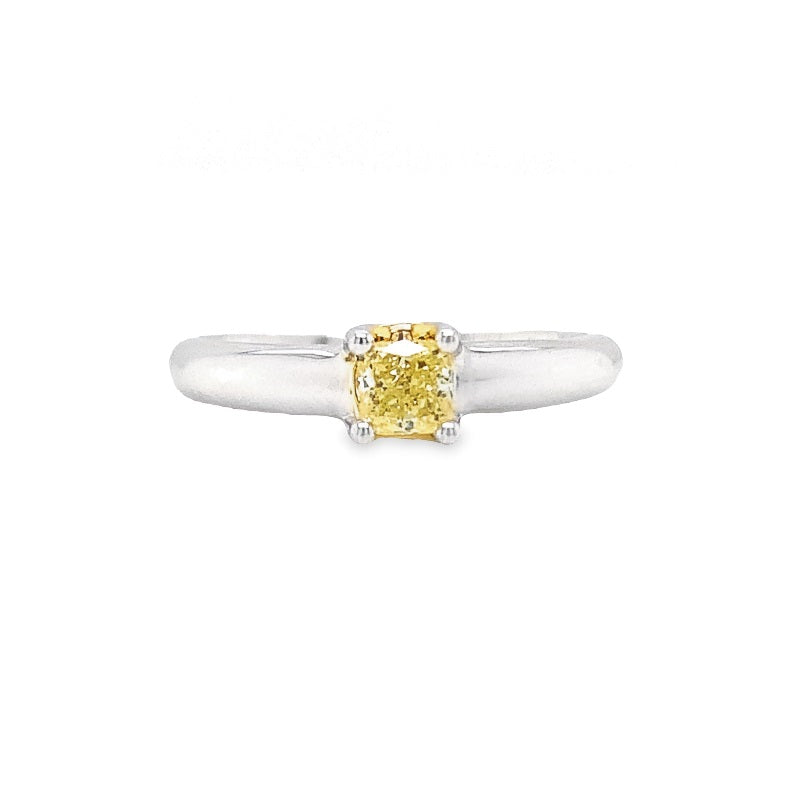 Parrys Jewellers 18ct White Gold Yellow Diamond Engagement Ring TDW 0.27ct