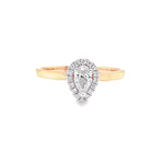 Parrys Jewellers 18ct Rose Gold 0.27ct Pear Cut Halo Diamond Set Engagement Ring TDW 0.35ct
