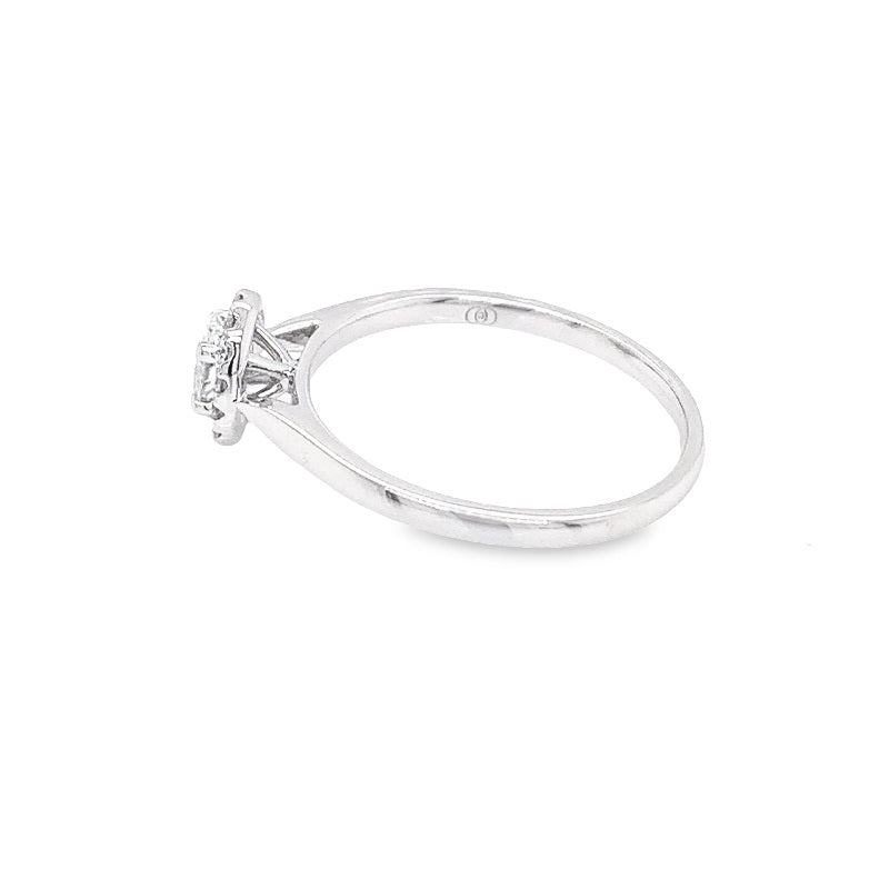 Parrys Jewellers 18ct White Gold 0.25ct Oval Cut Halo Diamond Set Engagement Ring TDW 0.35ct