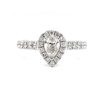 Parrys Jewellers 18ct White Gold Halo Pear Cut Diamond Set Engagement Ring TDW 0.80ct
