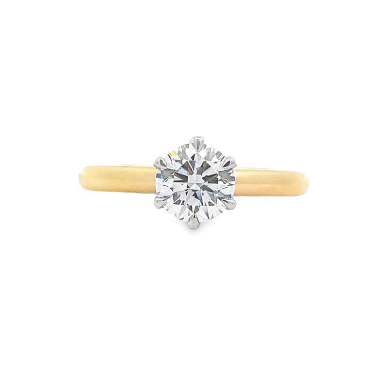 Parrys Jewellers 18ct Yellow Gold and Platinum 0.90ct FSI2 GIA Certified Natural Diamond Ring
