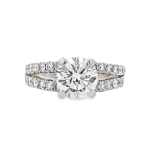 18ct Yellow Gold & Platinum 1.50ct Round Lab-Grown Diamond Ring with Split Shoulder Design – 2.20ct Total