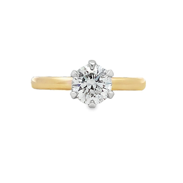 18ct Yellow Gold & Platinum Solitaire Lab-Grown Diamond Ring – 1.00ct