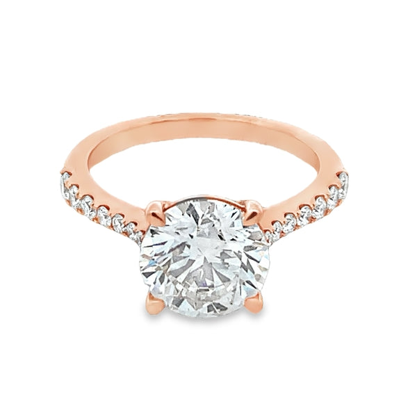 18ct Rose Gold 2ct DVVS Lab Grown Diamond Ring with 15 Round Brilliant Accents – 0.25ct
