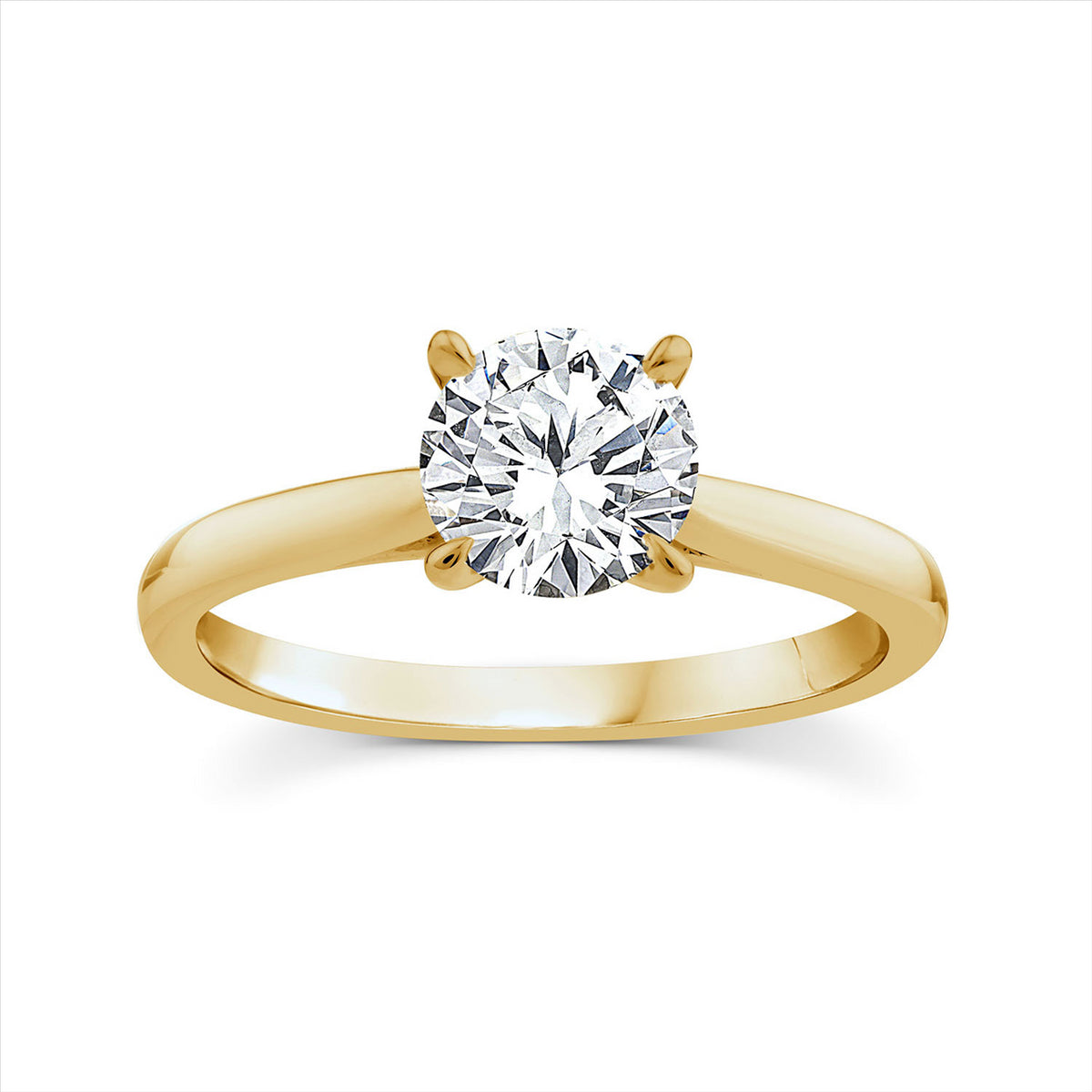 9ct Yellow Gold 1.05ct D/VVS2 Round Lab-Grown Diamond Ring - Certified
