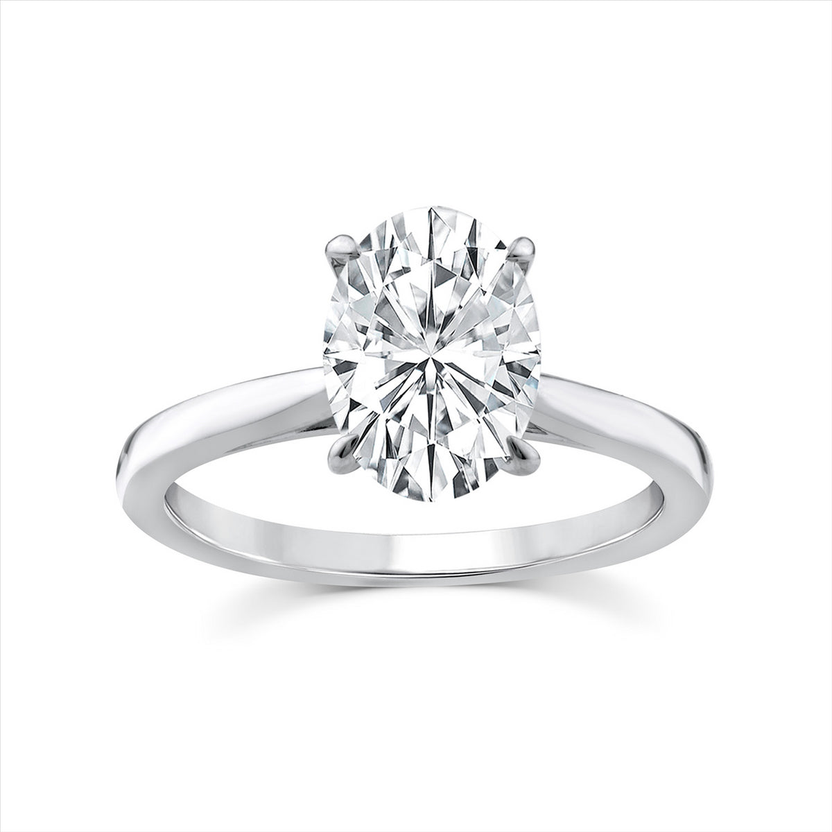 9ct White Gold 2.10ct D/VS Oval Lab-Grown Diamond Ring - Certified