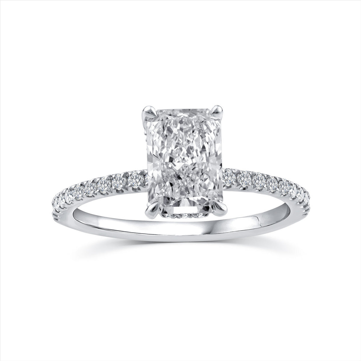 9ct White Gold Radiant Cut F/IF Lab-Grown Diamond Ring – 1.80ct - Certified