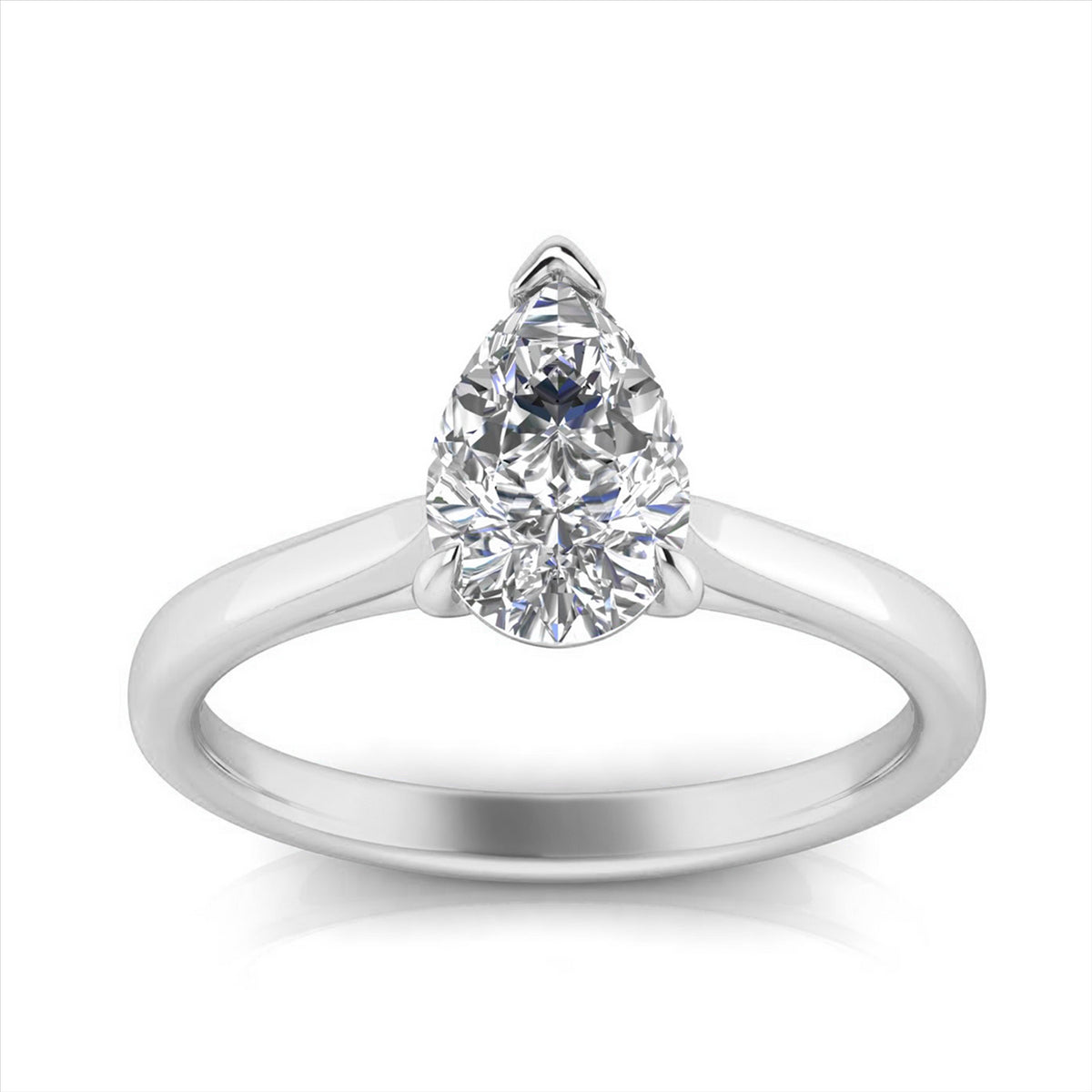 9ct White Gold 1.06ct E/VS2 Pear Lab-Grown Diamond Ring - Certified