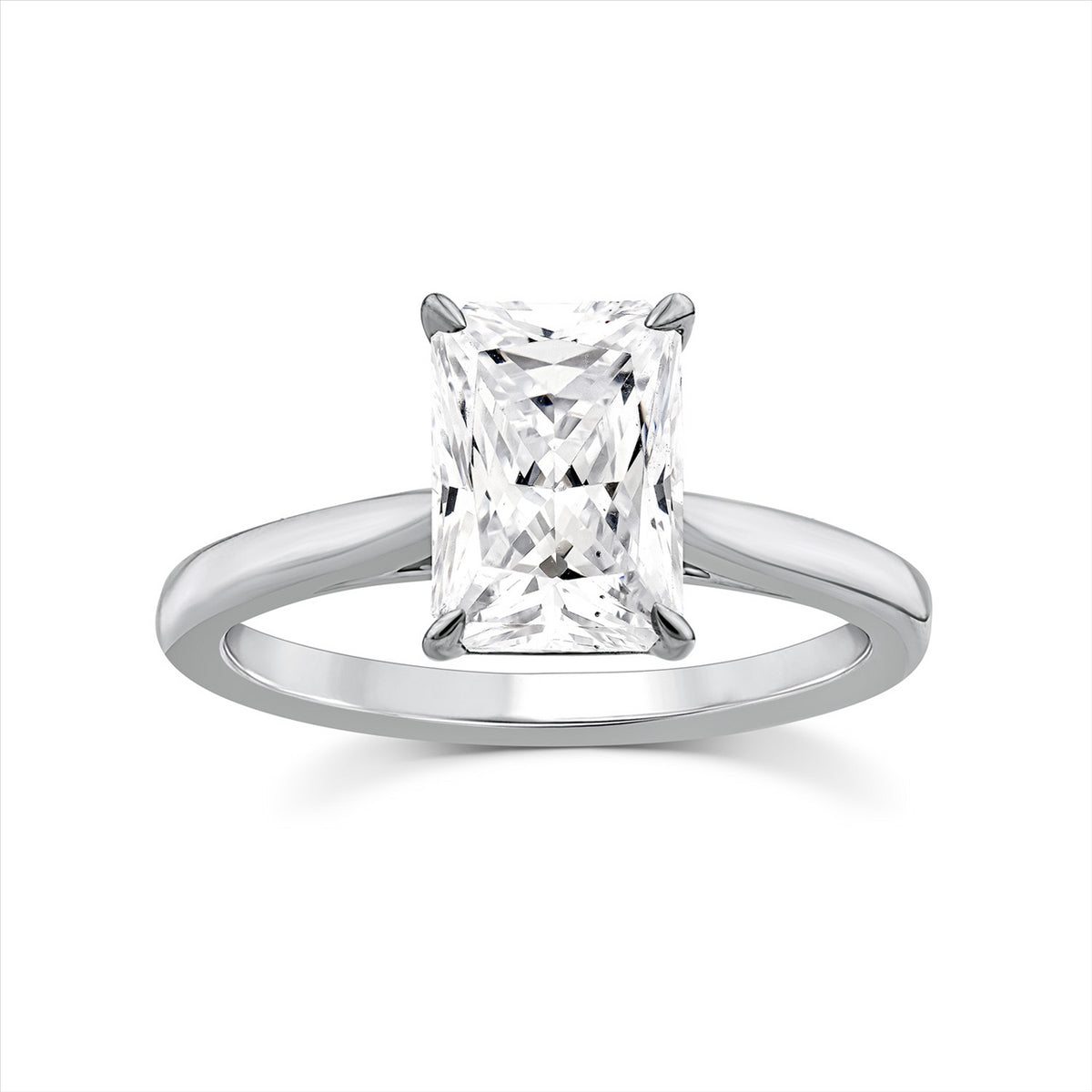 9ct White Gold 2.00ct E/VS2 Radiant Lab-Grown Diamond Ring - Certified