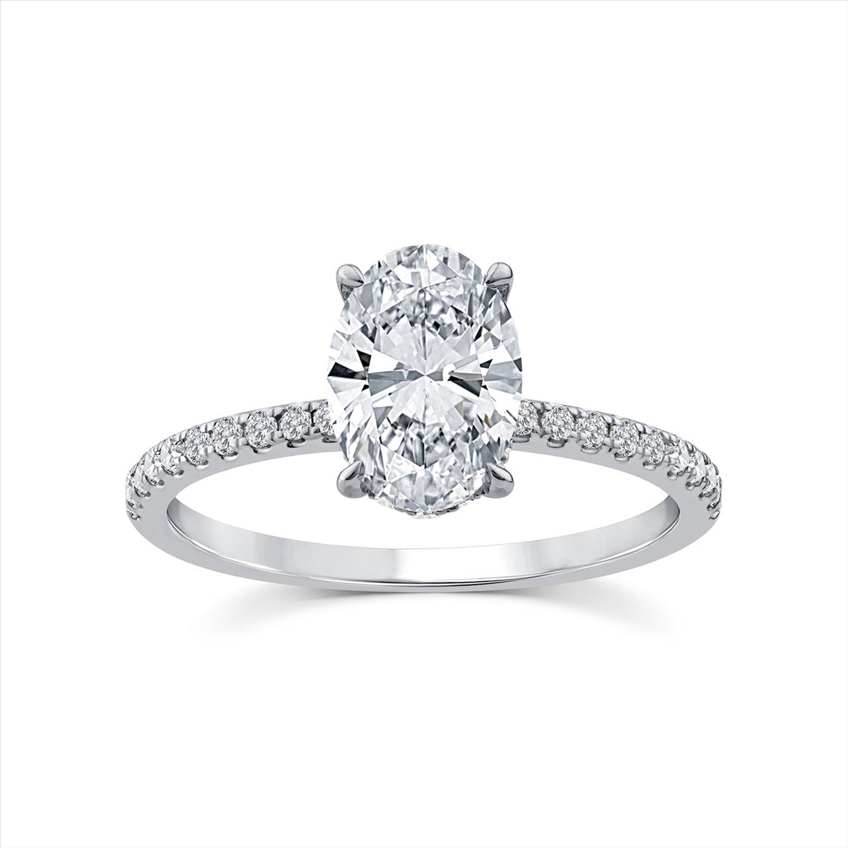 9ct White Gold 1.56ct D/VS2 Oval Lab-Grown Diamond Ring - Certified