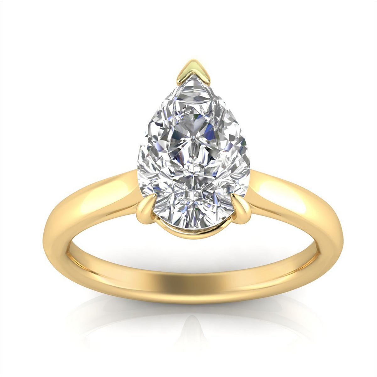 9ct Yellow Gold 2.08ct E/VS2 Pear Lab-Grown Diamond Ring - Certified
