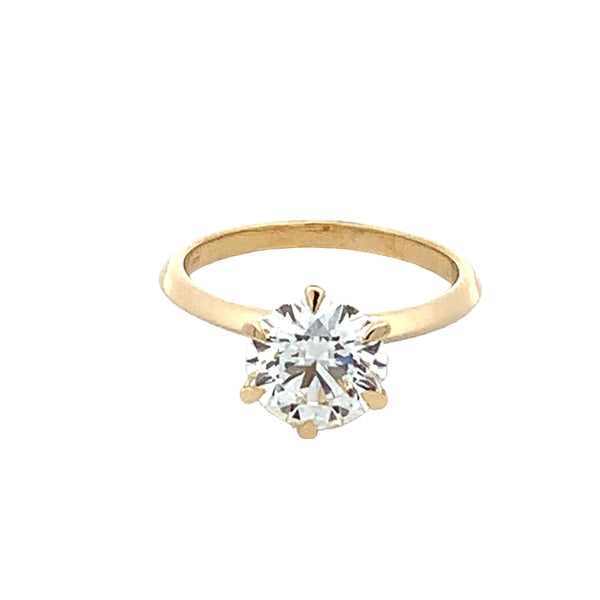 18YG Lab Grown Diamond 6-Claw Solitaire Ring | 2.03ct RBC E/F VS1 | IGI Certified