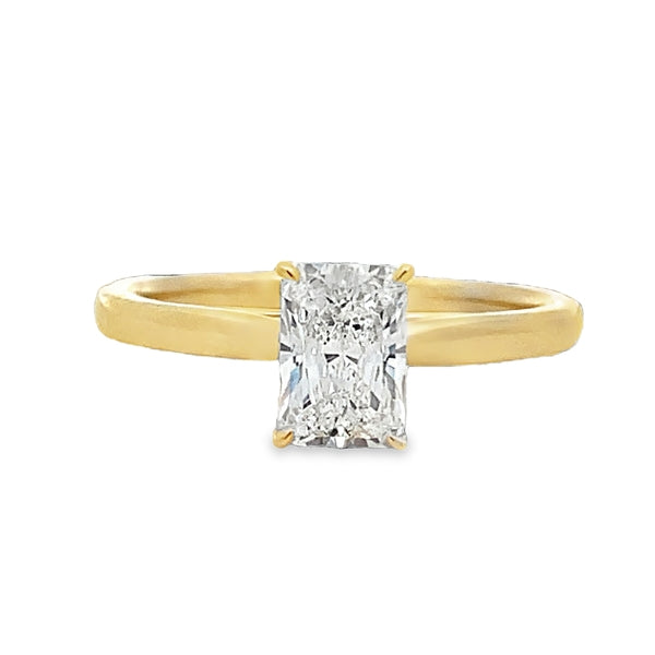 9ct Yellow Gold 1.05ct E VS1 Radiant Cut Lab-Grown Diamond Ring