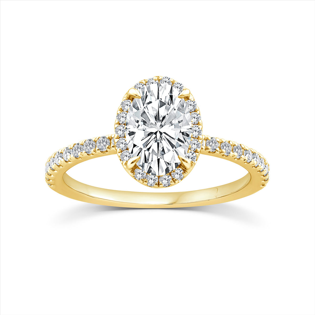 9ct Yellow Gold 1.25ct TDW D VS1 Lab Grown Diamond Oval Halo Ring – IGI Certified
