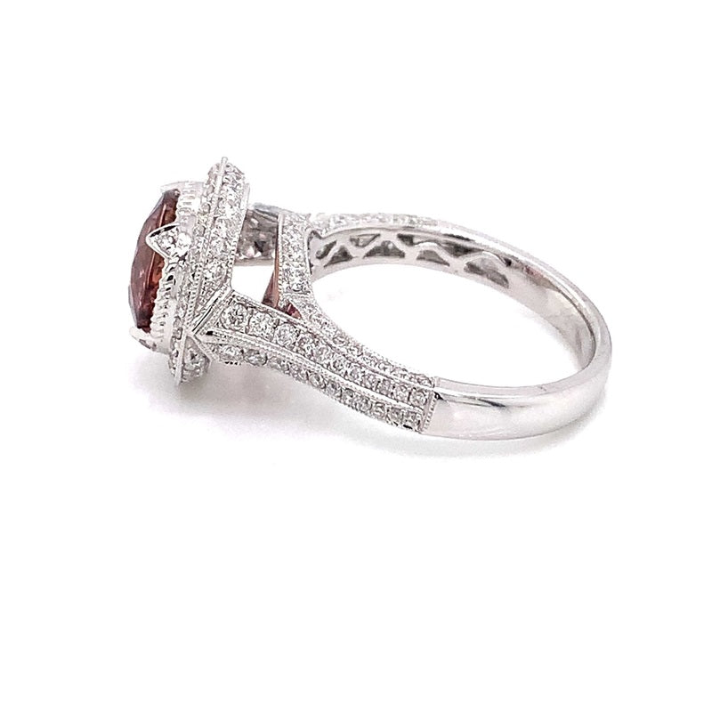 Parrys Jewellers 18ct White Gold 2.64ct Pink Tourmaline Diamond Dress Ring