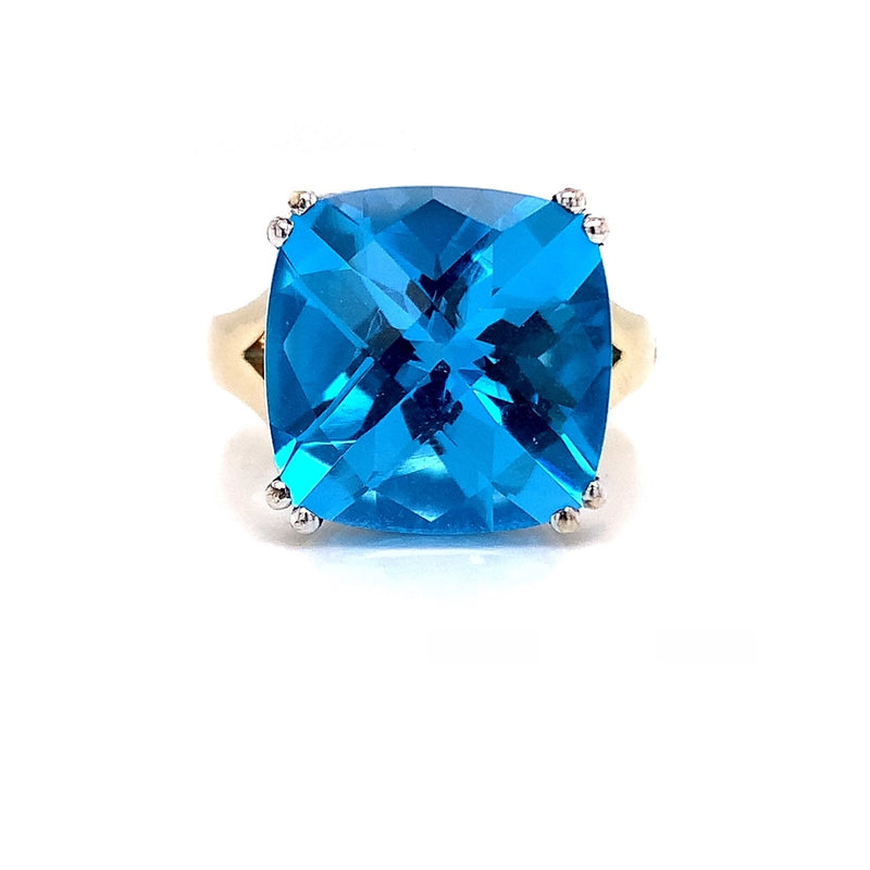 Parrys Jewellers 9ct Yellow Gold 12.71ct Blue Topaz Dress Ring