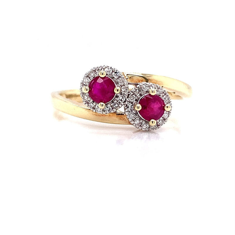 Parrys Jewellers 9ct Yellow Gold 0.44ct Natural Ruby and Diamond Ring TDW 0.12ct