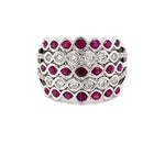 Parrys Jewellers 9ct White Gold 0.20ct Natural Ruby and Diamond Set Dress Ring TDW 0.39ct