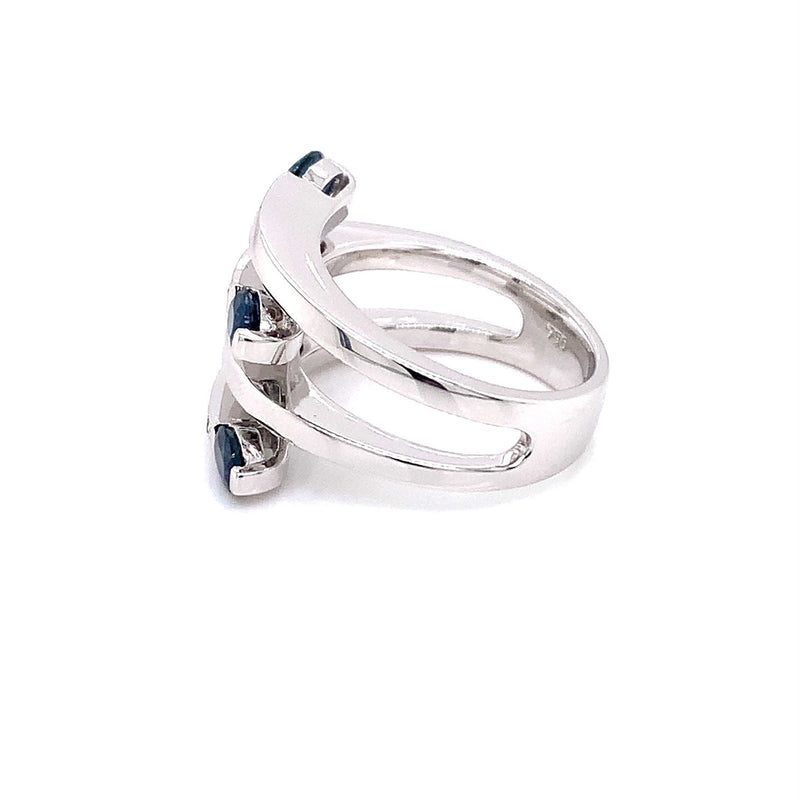 Parrys Jewellers 18ct White Gold 1.35ct Sapphire and Diamond Ring TDW 0.20ct