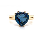 Parrys Jewellers 9ct Yellow Gold 7.94ct London Blue Topaz Heart Ring