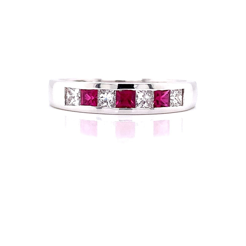 Parrys Jewellers 18ct White Gold 0.25ct Natural Ruby and Diamond Ring TDW 0.34ct