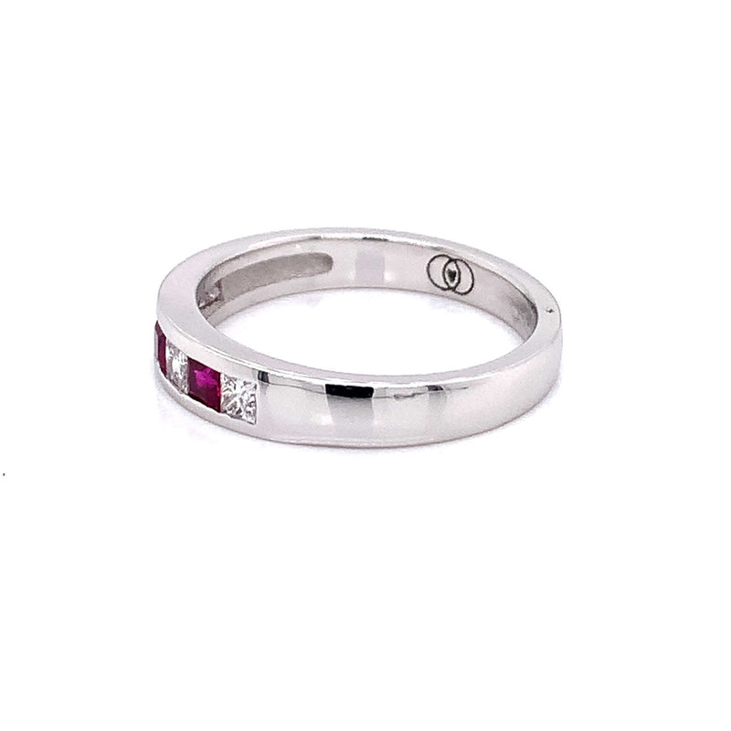 Parrys Jewellers 18ct White Gold 0.25ct Natural Ruby and Diamond Ring TDW 0.34ct
