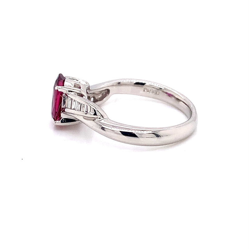 Parrys Jewellers Platinum 1.27ct Natural Ruby and Diamond Ring TDW 0.48ct