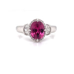 Parrys Jewellers 9ct White Gold 2.05ct Pink Garnet Diamond Ring TDW 0.23ct