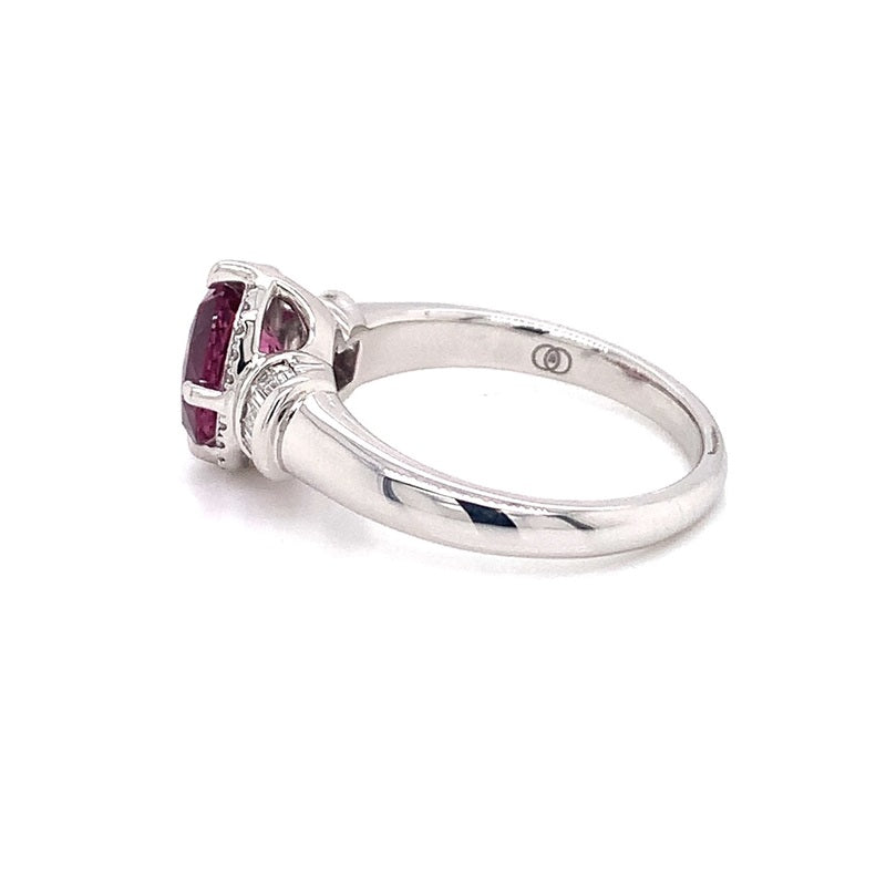 Parrys Jewellers 9ct White Gold 2.05ct Pink Garnet Diamond Ring TDW 0.23ct