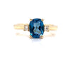 Parrys Jewellers 9ct Yellow Gold 3.36ct London Blue Topaz Diamond Ring TDW 0.11ct