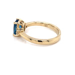 Parrys Jewellers 9ct Yellow Gold 3.36ct London Blue Topaz Diamond Ring TDW 0.11ct