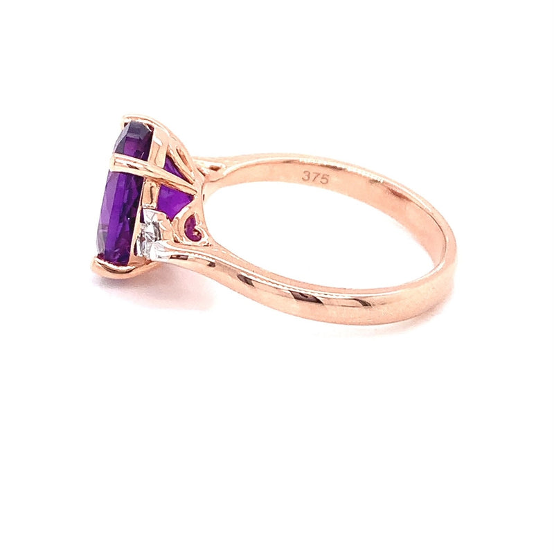 EFFY™ Collection Cushion-Cut Amethyst and 1/10 CT. T.W. Diamond Ring in 14K Rose  Gold | Zales Outlet